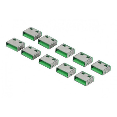 Bouchons de verrouillage pour 10 ports USB (vert)