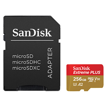 SanDisk Extreme Plus microSDXC UHS-I U3 A2 V30 256GB SD Adapter