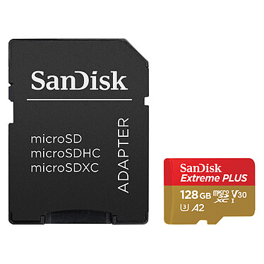 Adattatore SD SanDisk Extreme Plus microSDXC UHS-I U3 A2 V30 128 GB