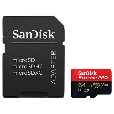 SanDisk Extreme Pro microSDXC UHS-I U3 V30 A2 64 GB + Adaptador SD
