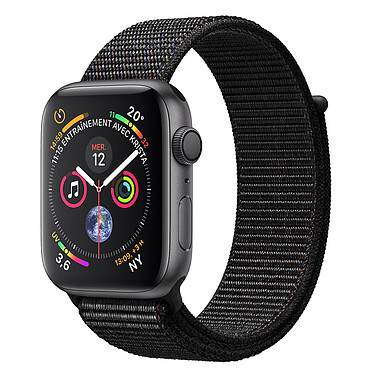 Apple Watch Series 4 GPS Aluminio Aluminio Lado Aluminio Gris Hebilla Deportiva Negro 44 mm