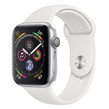Apple Watch Series 4 GPS Aluminium Argent Sport Blanc 44 mm