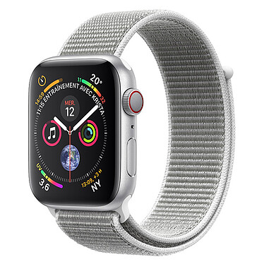 Apple Watch Series 4 GPS + Cellular Aluminium Argent Boucle Sport Coquillage 44 mm