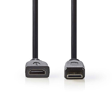 Nedis Mini HDMI mle / HDMI female high speed cable with Ethernet Black (20 cm)