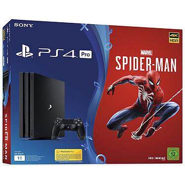 Sony PlayStation 4 Pro (1 To) Noir + Spider-Man · Reconditionné Console Ultra HD 4K avec disque dur 1 To et manette sans fil + jeu Spider-Man