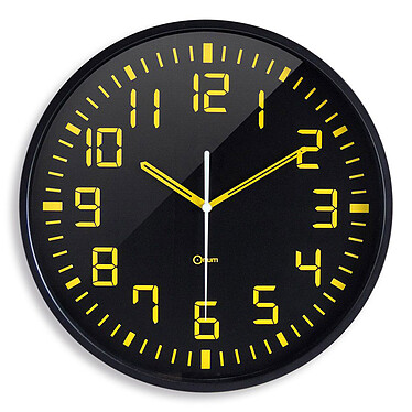 Orium Horloge silencieuse Contraste Noir/jaune