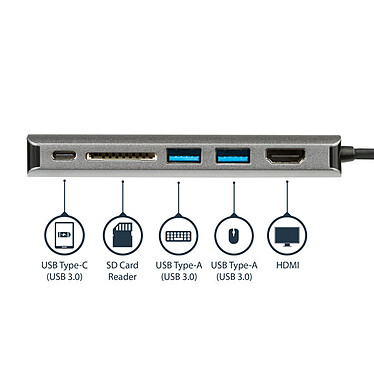 Acheter StarTech.com Adaptateur multiport AV numérique USB-C avec HDMI 4K - Lecteur de carte SD et PD