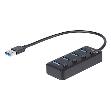 StarTech.com 4-port portable USB 3.0 hub with on/off switches