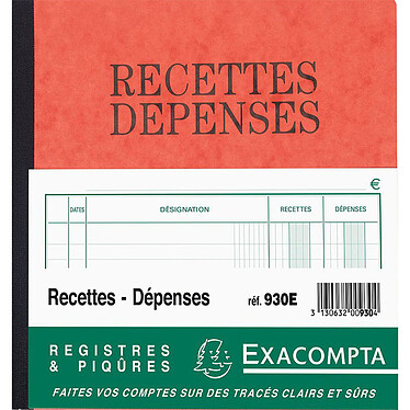 Exacompta Piqûre Recettes-Dépenses 21 x 19 cm