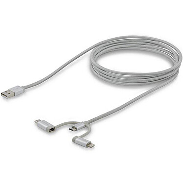 StarTech.com Câble USB multi connecteur de 2 m - Lightning, USB-C, Micro USB pas cher