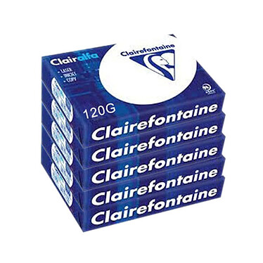 Clairefontaine Clairalfa A4 120g 1250 feuilles Blanc Carton de 5 ramettes de papier Clairalfa 250 feuilles A4 80g Ultra Blanc 170CIE