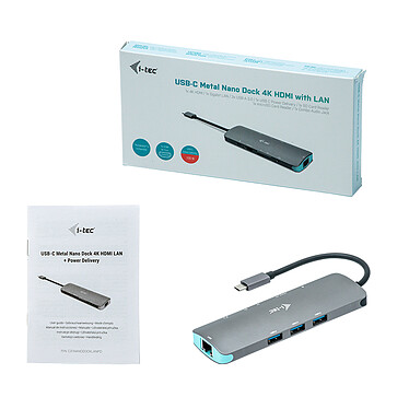 i-tec USB-C Metal Nano Dock Station 4K HDMI LAN + Power Delivery 100W pas cher