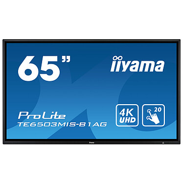 iiyama 65" LED - ProLite TE6503MIS-B1AG Pantalla táctil multipunto 3840 x 2160 píxeles 16:9 - IPS-AG - 1200:1 - 6 ms - 24/7 - HDMI - DisplayPort - Wi-Fi - Altavoz incorporado - Negro