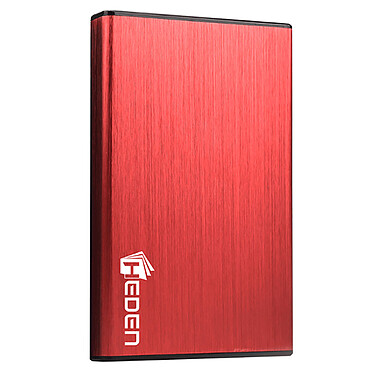 Heden external USB 3.0 enclosure in brushed aluminium for 2.5'' SATA III hard drive (red colour)