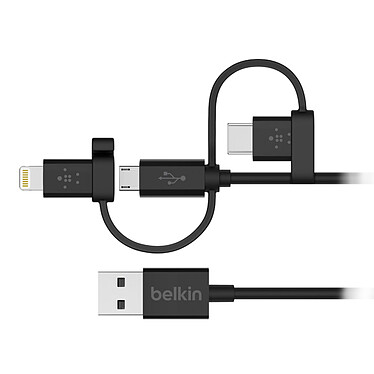 Belkin Câble 3-en-1 USB vers micro-USB, USB-C et Lightning  - 1.2 m (Noir)