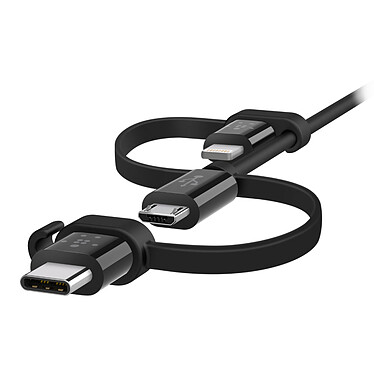 Comprar Cable Belkin 3 en 1 de USB a micro-USB, USB-C y Lightning - 1,2 m (negro)