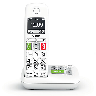 Gigaset E290A Blanc Téléphone sans fil à grosses touches et large écran avec répondeur