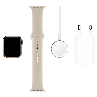 Acheter Apple Watch Series 5 GPS + Cellular Acier Or Bracelet Sport Gris Sable 40 mm