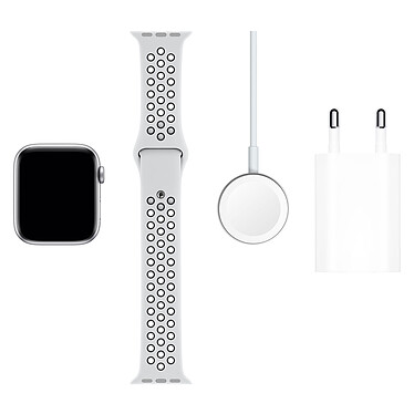 Acheter Apple Watch Series 5 Nike GPS + Cellular Aluminium Argent Bracelet Sport Platine Pur/Noir 44 mm