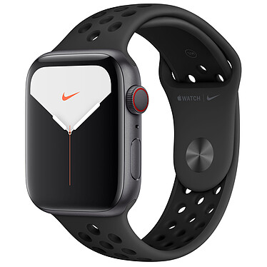 Apple Watch Series 5 Nike GPS + Cellular Aluminium Gris Sidéral Bracelet Sport Noir 44 mm · Reconditionné