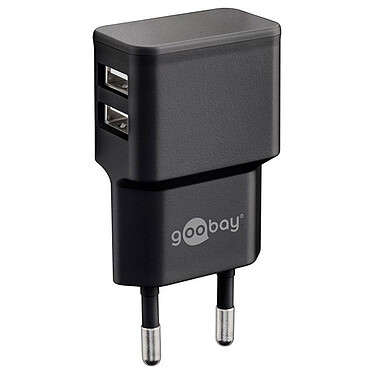 Goobay Chargeur USB Double 2.4A Noir Chargeur plat avec 2 prises USB 2.4A
