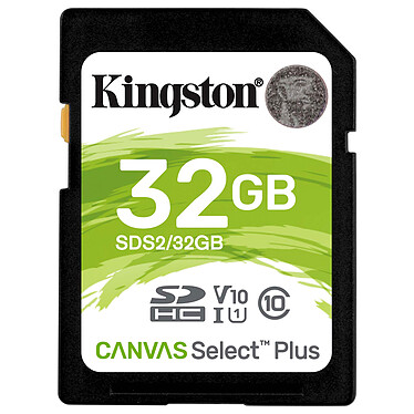 Kingston Canvas Select Plus SDS2/32GB Carte mémoire SDHC UHS-I U1 Classe 10 Classe V10 32 Go