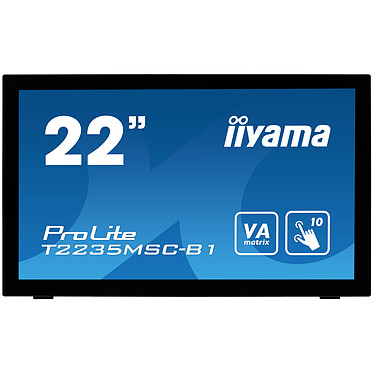 iiyama 21.5" LED Tactile - ProLite T2235MSC-B1 1920 x 1080 pixels - Tactile MultiTouch - 6 ms - Format large 16/9 - Dalle VA - DisplayPort - VGA - Support articulé - Noir