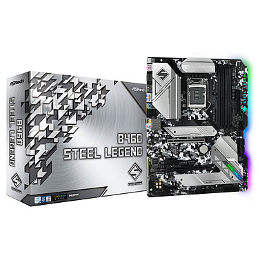ASRock B460 Steel Legend Carte mère ATX Socket 1200 Intel B460 Express - 4x DDR4 - SATA 6Gb/s + M.2 PCI-E NVMe - USB 3.0 - 2x PCI-Express 3.0 16x - LAN 2.5 GbE