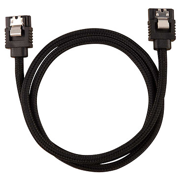 Corsair Câble SATA gainé Premium 60 cm (coloris noir) Câble SATA gainé 60 cm compatible SATA 3.0 (6 Gb/s)