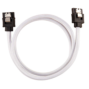 Corsair Câble SATA gainé Premium 60 cm (coloris blanc) - Lot de 2 Lot de 2x Câble SATA gainé 60 cm compatible SATA 3.0 (6 Gb/s)