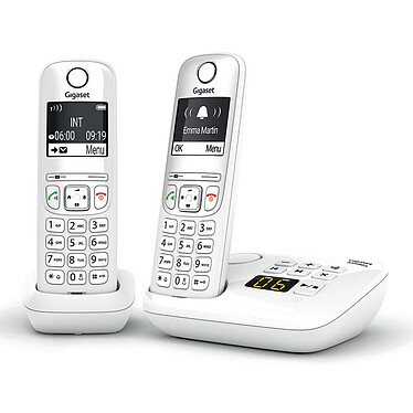 Gigaset AS690A Duo Blanc Téléphone sans fil - mains-libres - répertoire 100 contacts - répondeur - téléphone supplémentaire
