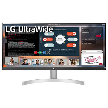LG 29" LED - 29WN600-W 2560 x 1080 pixels - 5 ms (gris à gris) - Format 21/9 - Dalle IPS - HDR - FreeSync - DisplayPort/HDMI - Haut-parleurs - Argent/Blanc