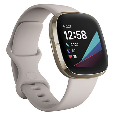 Fitbit Sense Blanc Coach électronique - étanche - écran AMOLED - suivi continu de la fréquence cardiaque avec PurePulse 2.0 et des activités quotidiennes - 6 jours d'autonomie - Bluetooth 5.0 - Android/iOS - Taille S et L