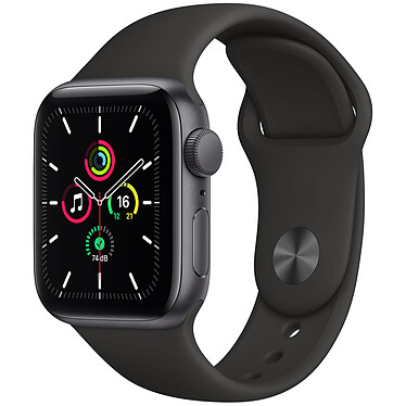 Apple Watch SE GPS Space Gray Aluminium Bracelet Sport Noir 40 mm · Reconditionné Montre connectée - Aluminium - Étanche - GPS - Cardiofréquencemètre - Écran Retina  - Wi-Fi 2,4 GHz / Bluetooth - watchOS 7 - Bracelet Sport 40 mm