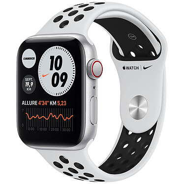 Apple Watch Nike SE GPS Cellular Silver Aluminium Sport Wristband Pure Platinum Black 44 mm