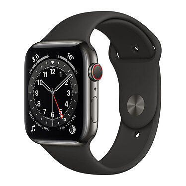 Apple Watch Series 6 GPS Cellular Stainless steel Graphite Sport Band Black 44 mm