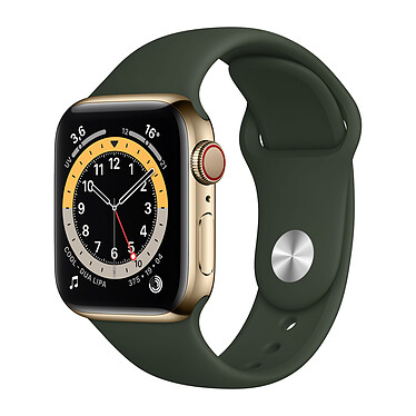 Apple Watch Series 6 GPS + Cellular Stainless steel Gold Bracelet Sport Cyprees Green 40 mm