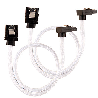Corsair Câble SATA gainé Premium 30 cm connecteur coudé (coloris blanc)