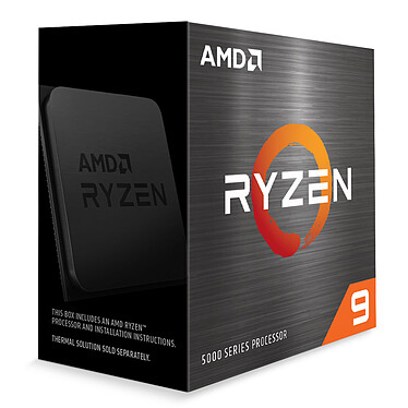 AMD Ryzen 9 5900X (3.7 GHz / 4.8 GHz) Processeur 12-Core 24-Threads socket AM4 GameCache 70 Mo 7 nm TDP 105W (version boîte sans ventilateur - garantie constructeur 3 ans)