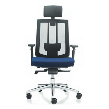 MT international MTGA1673X Bleu Fauteuil ergonomique en tissu/résille avec dossier et assise ajustables, accoudoirs 3D, roulettes, têtière et renforcement lombaire
