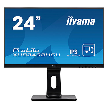 iiyama 24" LED - ProLite XUB2492HSU-B1 1920 x 1080 pixels - 5 ms (gris à gris) - Format large 16/9 - Dalle IPS - VGA/HDMI/DisplayPort - Hub USB - Noir