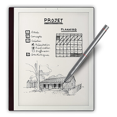 Bookeen Notéa Bloc-notes connecté - Ecran tactile E-Ink 10.3" avec éclairage - Portrait/Paysage - 32 Go - Android 8.1 - Wi-Fi/Bluetooth 4.2 - USB-C - Stylet inclus