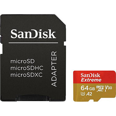 SanDisk Extreme microSDXC UHS-I U3 A2 V30 64GB SD Adapter