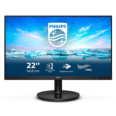 Philips 21.5" LED - 222V8LA 1920 x 1080 pixels - 4 ms (gris à gris) - Dalle VA - Format 16/9 - 75 Hz - Adaptive Sync - HDMI/DP/VGA - Haut-parleurs - Noir