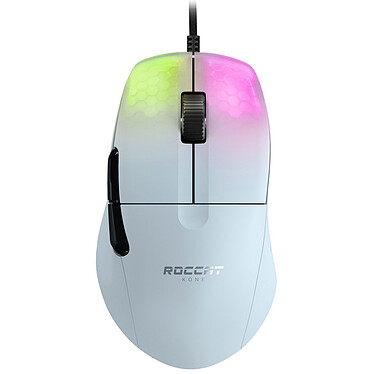 ROCCAT Kone Pro (Blanc) Souris filaire pour gamer - droitier - capteur optique 19000 dpi - 5 boutons programmables - rétro-éclairage RGB