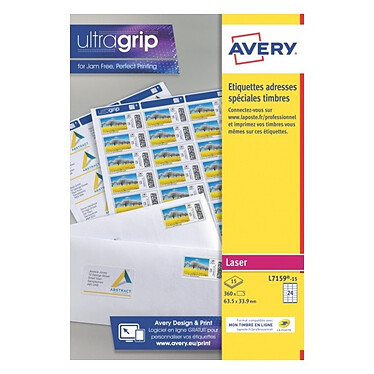 Avery Etiquettes pour timbres 33,9 x 63,5 mm, Blanc, Laser