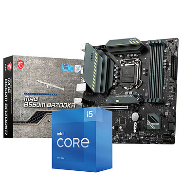 Kit Upgrade PC Core i5 MSI MAG B560M BAZOOKA Carte mère Socket 1200 Intel B560 Express + CPU Intel Core i5-11600 (2.8 GHz / 4.8 GHz)