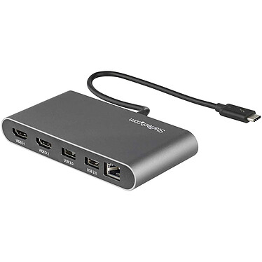 StarTech.com Thunderbolt 3 Dual Display Dock 4K 60Hz HDMI + 2x USB-A + Gigabit Ethernet