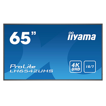 iiyama 64.5" LED - ProLite LH6542UHS-B3 3840 x 2160 píxeles 16:9 - IPS - 1300:1 - 500 cd/m² - 9 ms - Sistema operativo Android - HDMI/DP/VGA/DVI - Ethernet - Altavoces integrados - 18/7 - Negro
