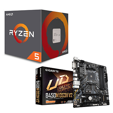 Kit de actualización de PC AMD Ryzen 5 1600 AF Gigabyte B450M-DS3H V2